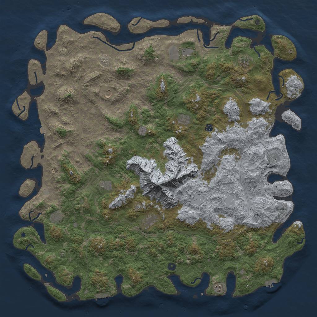 Rust Map: Procedural Map, Size: 6000, Seed: 213214321, 19 Monuments
