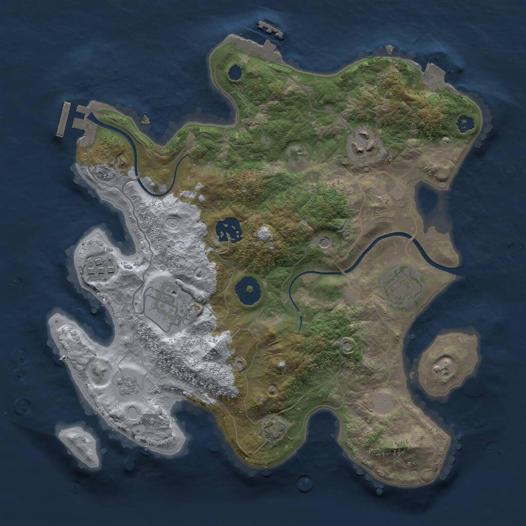 Rust Map: Procedural Map, Size: 3000, Seed: 1043878240, 11 Monuments