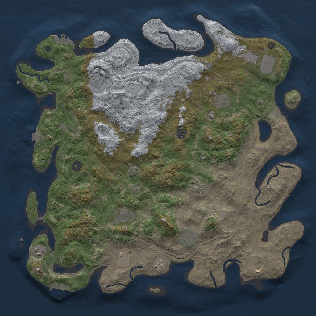 Rust Map: Procedural Map, Size: 4500, Seed: 1125941801, 19 Monuments