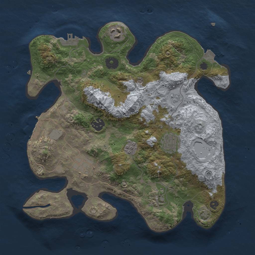 Rust Map: Procedural Map, Size: 3000, Seed: 2348, 14 Monuments