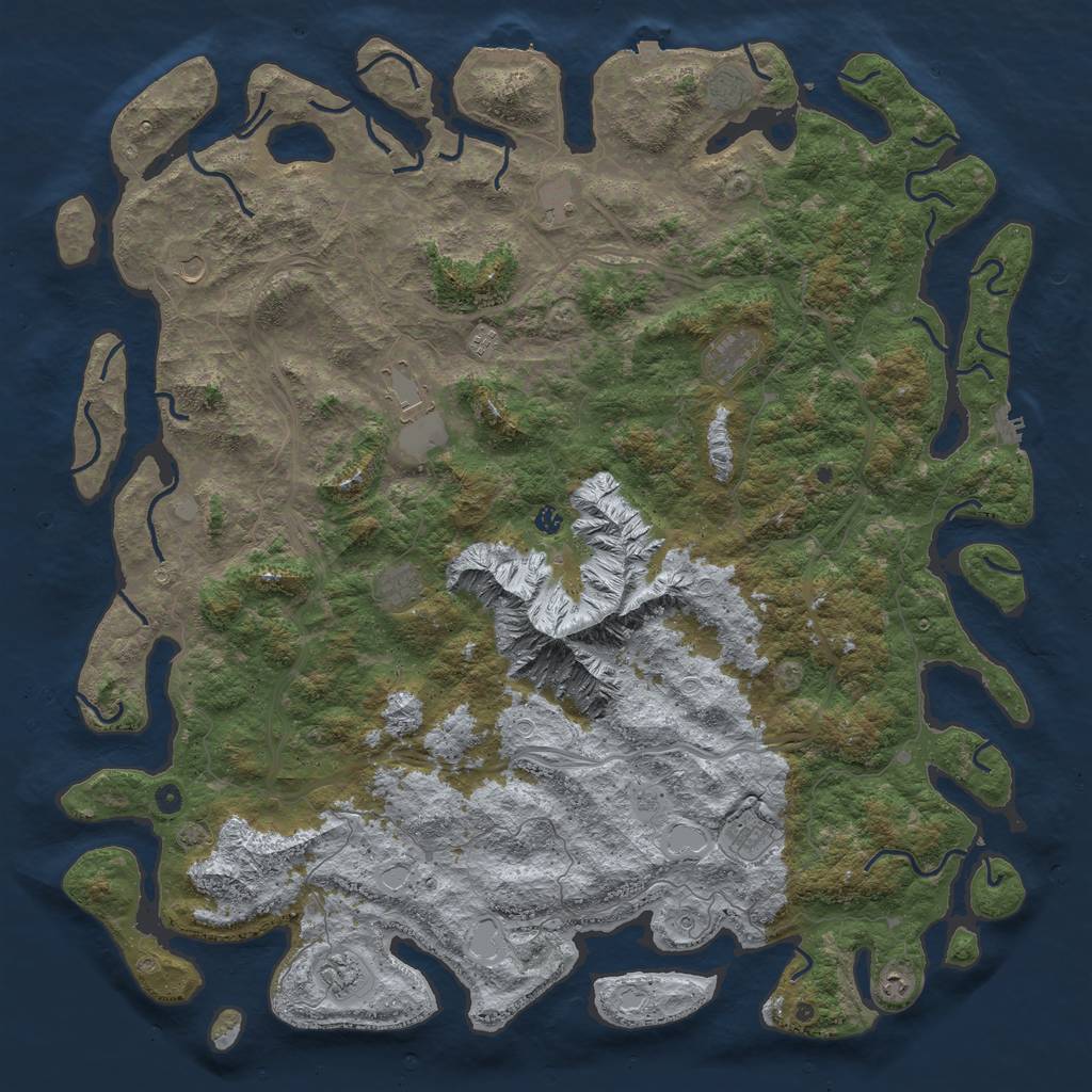 Rust Map: Procedural Map, Size: 6000, Seed: 456213, 19 Monuments