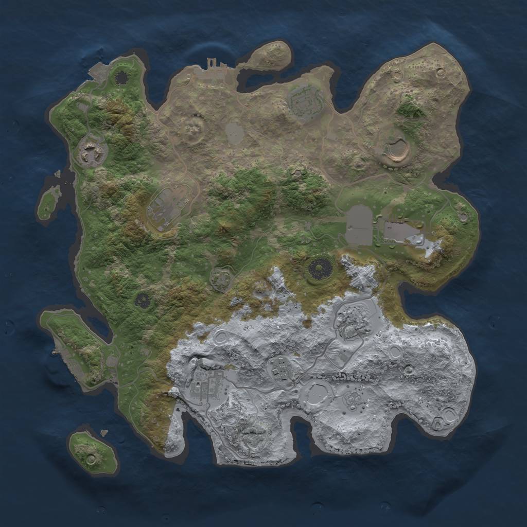 Rust Map: Procedural Map, Size: 3500, Seed: 1876578952, 15 Monuments