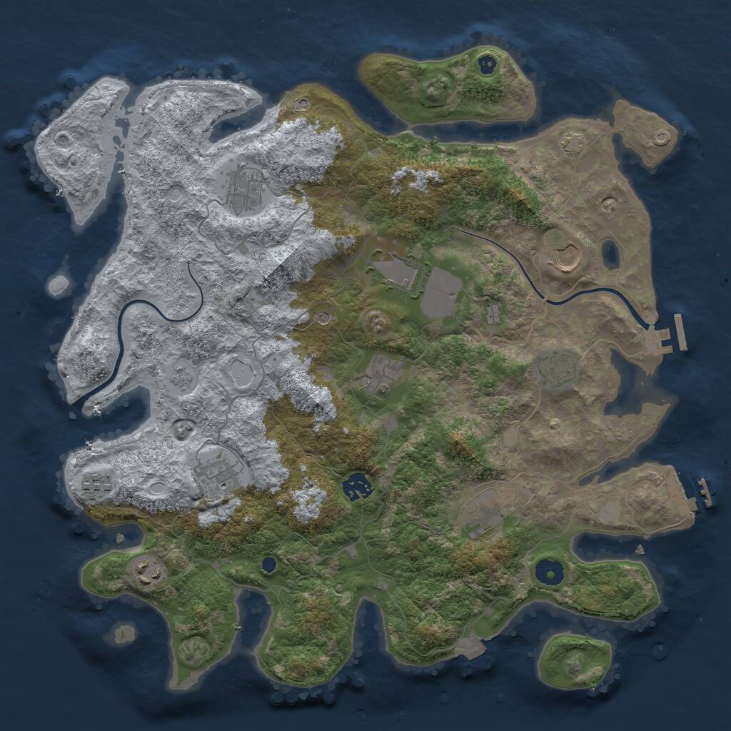 Rust Map: Procedural Map, Size: 3950, Seed: 243859310, 16 Monuments