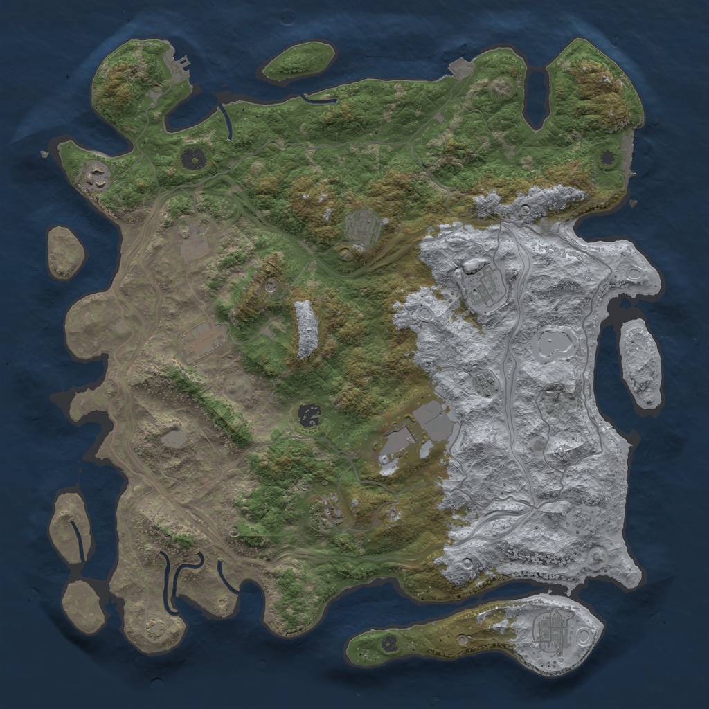 Rust Map: Procedural Map, Size: 4500, Seed: 1536210395, 18 Monuments