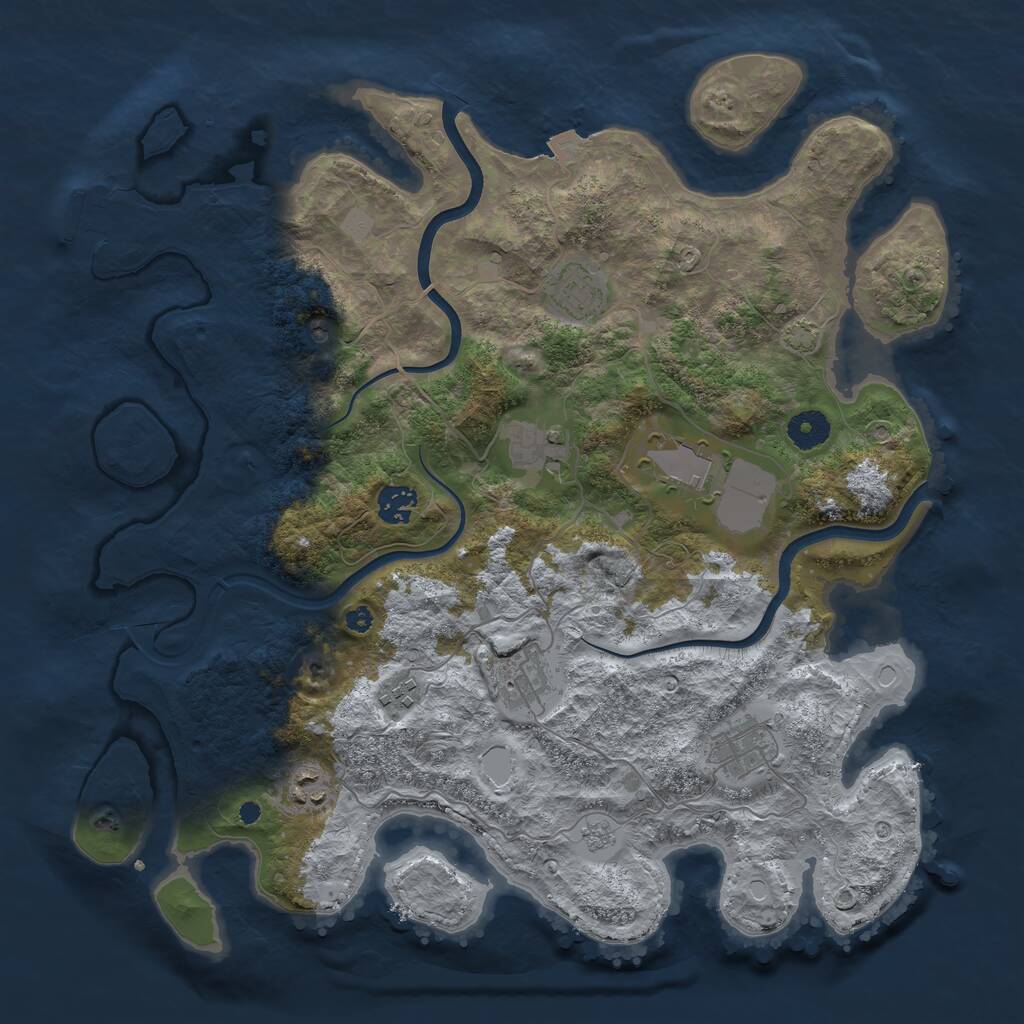 Rust Map: Procedural Map, Size: 3850, Seed: 21600016, 13 Monuments