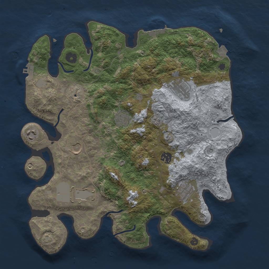 Rust Map: Procedural Map, Size: 3600, Seed: 94197410, 16 Monuments