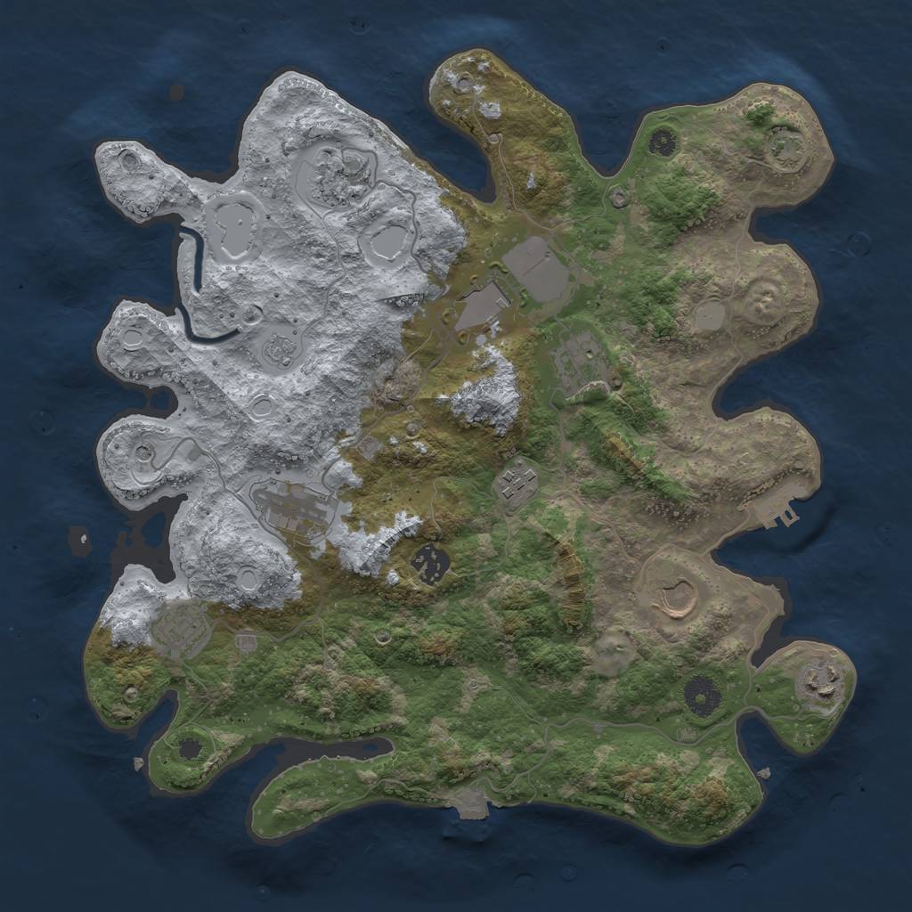 Rust Map: Procedural Map, Size: 3600, Seed: 19195287, 16 Monuments