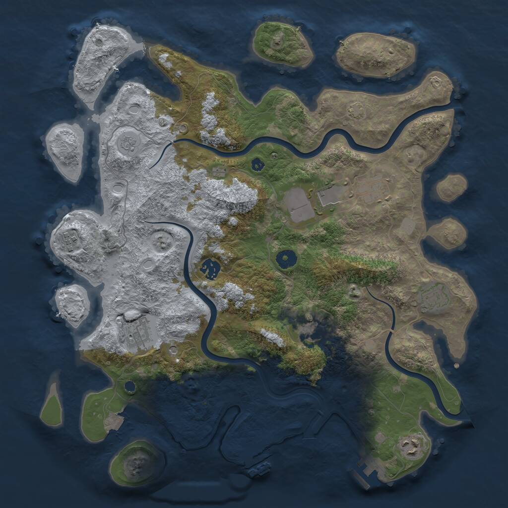 Rust Map: Procedural Map, Size: 3900, Seed: 74721017, 14 Monuments