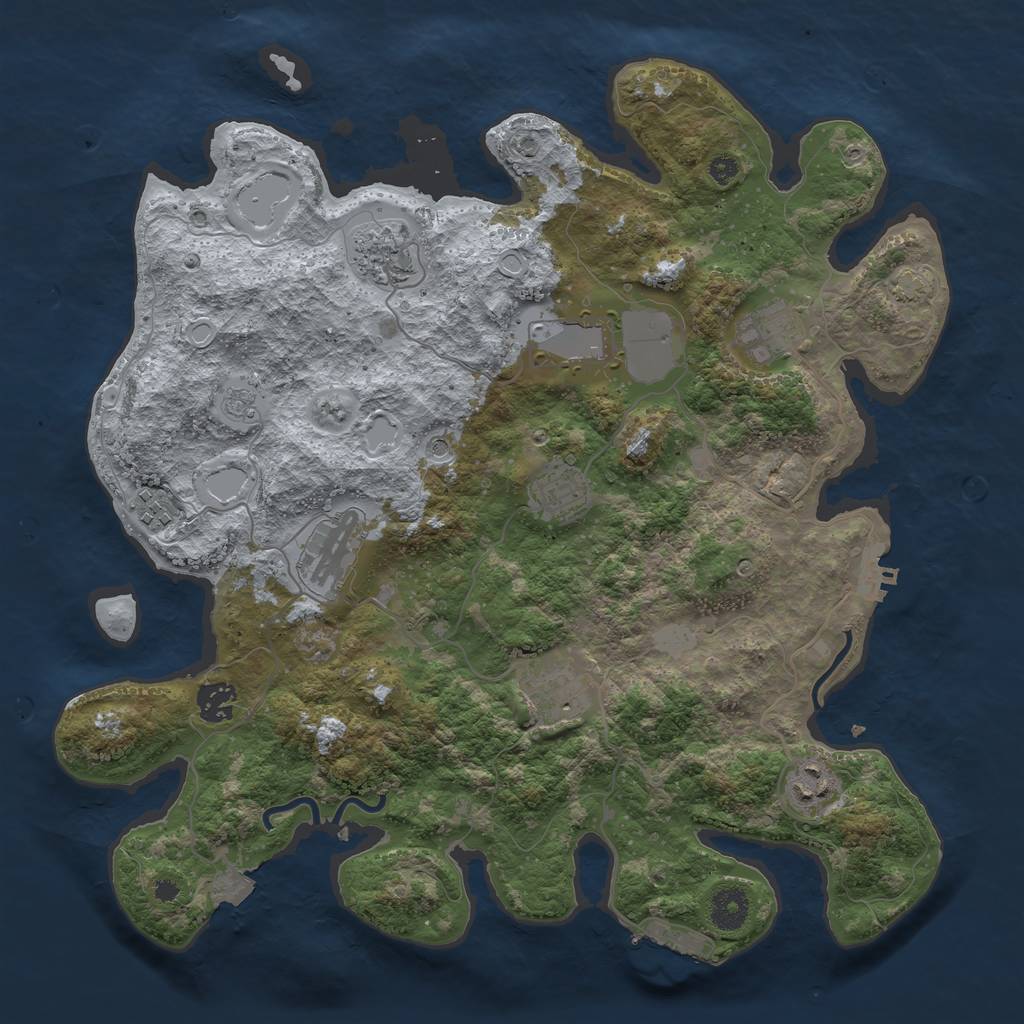 Rust Map: Procedural Map, Size: 3750, Seed: 230803007, 17 Monuments