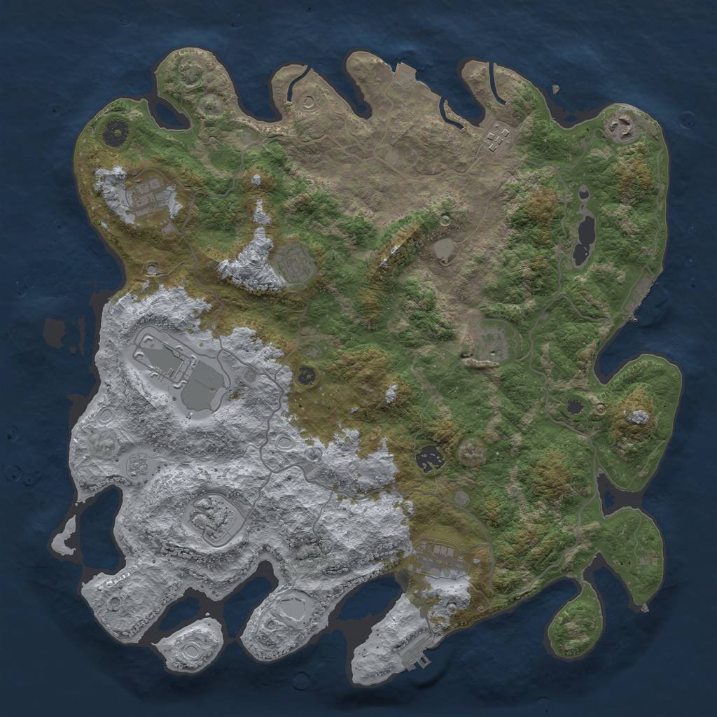 Rust Map: Procedural Map, Size: 4096, Seed: 595345677, 17 Monuments