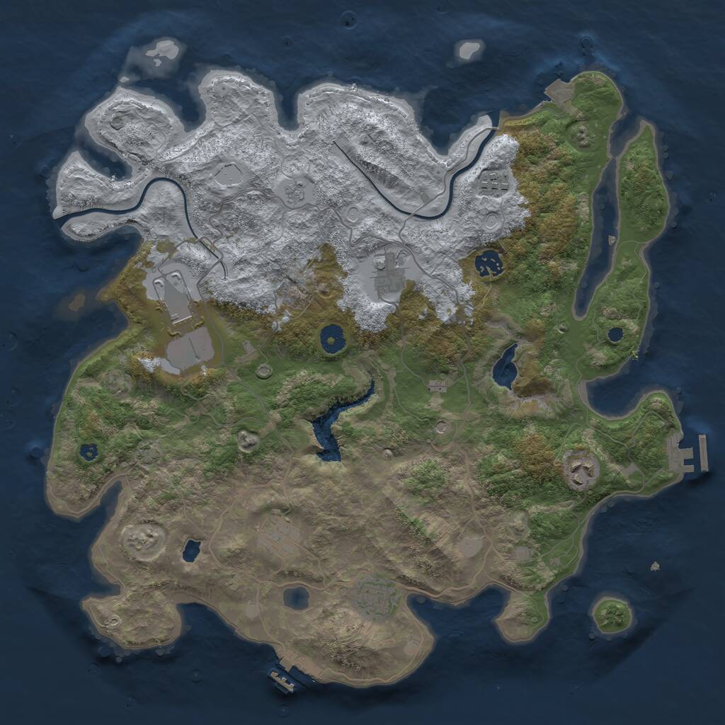 Rust Map: Procedural Map, Size: 4000, Seed: 1575796624, 13 Monuments
