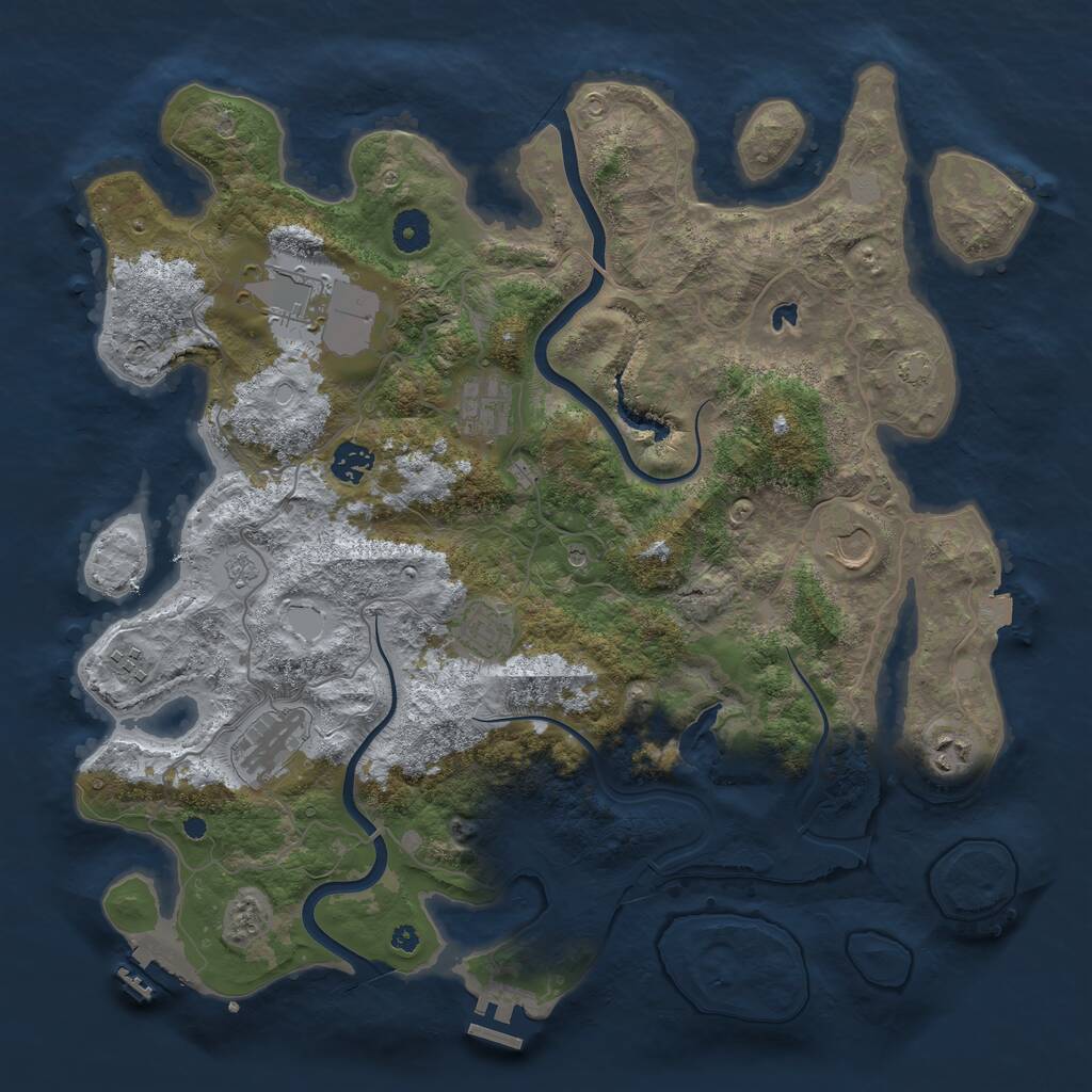 Rust Map: Procedural Map, Size: 4000, Seed: 1190530480, 14 Monuments