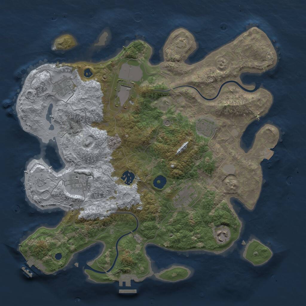 Rust Map: Procedural Map, Size: 3550, Seed: 96783921, 14 Monuments