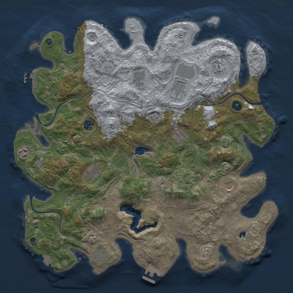 Rust Map: Procedural Map, Size: 4400, Seed: 39729354, 16 Monuments