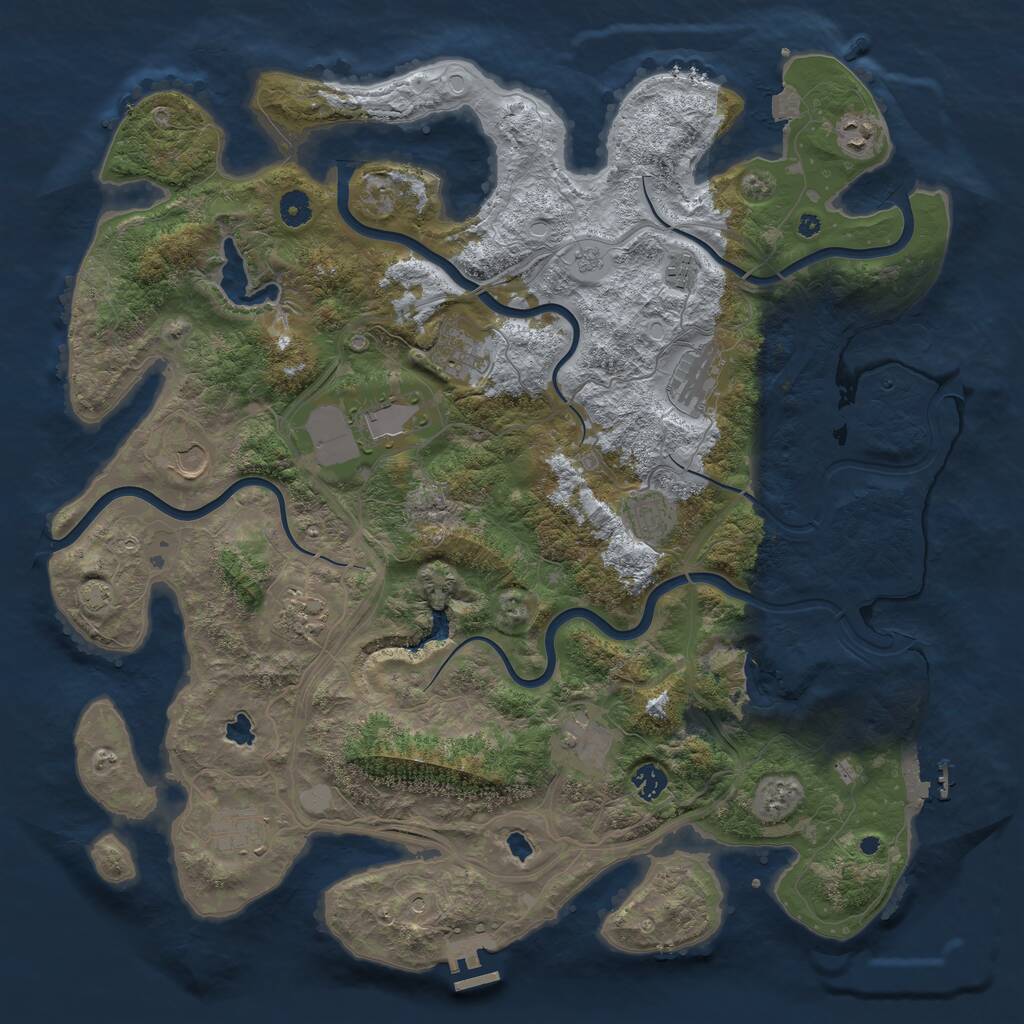 Rust Map: Procedural Map, Size: 4500, Seed: 611351721, 17 Monuments