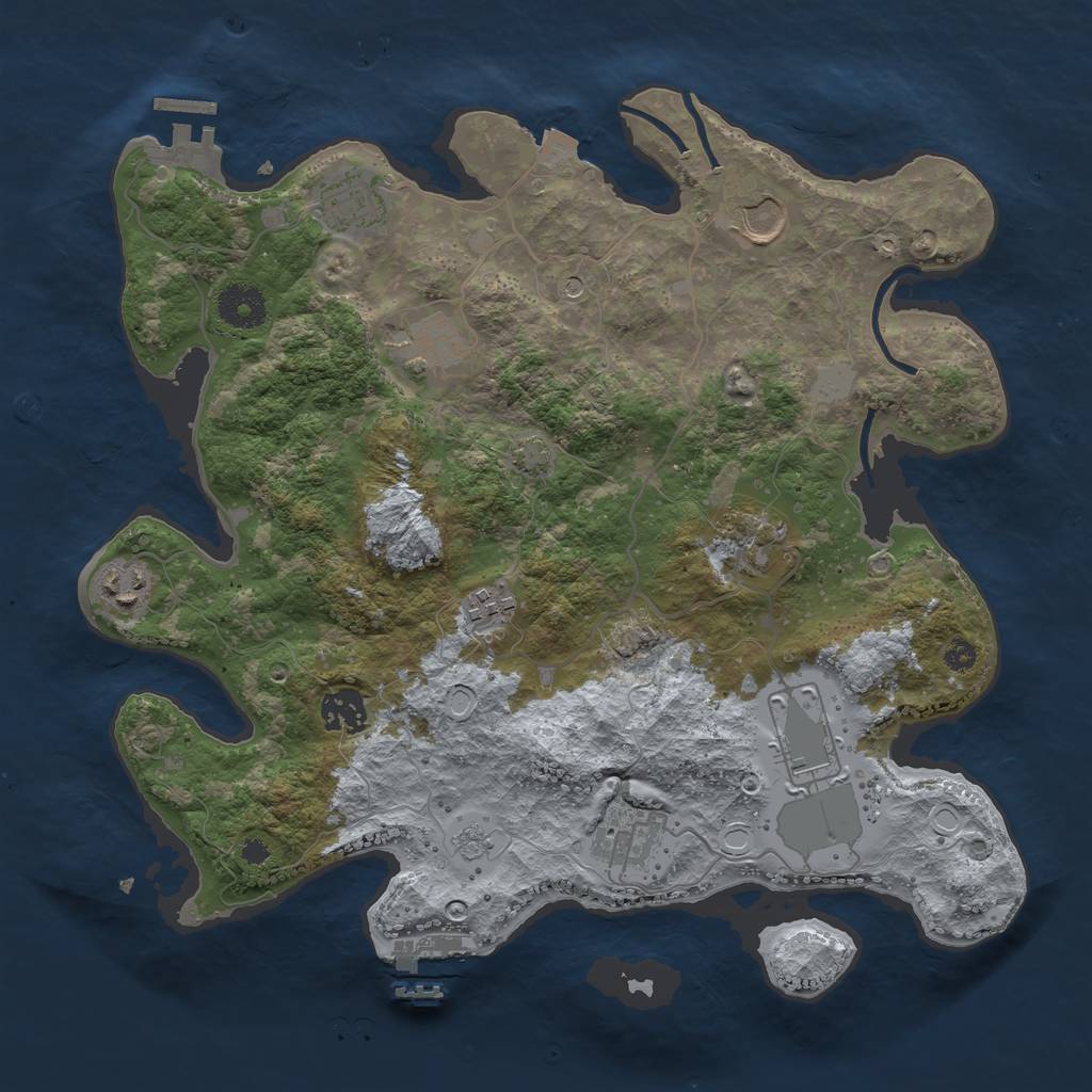 Rust Map: Procedural Map, Size: 3500, Seed: 39849135, 17 Monuments