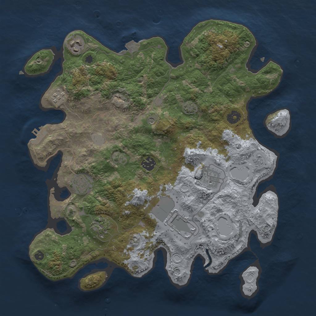 Rust Map: Procedural Map, Size: 3500, Seed: 392844231, 14 Monuments