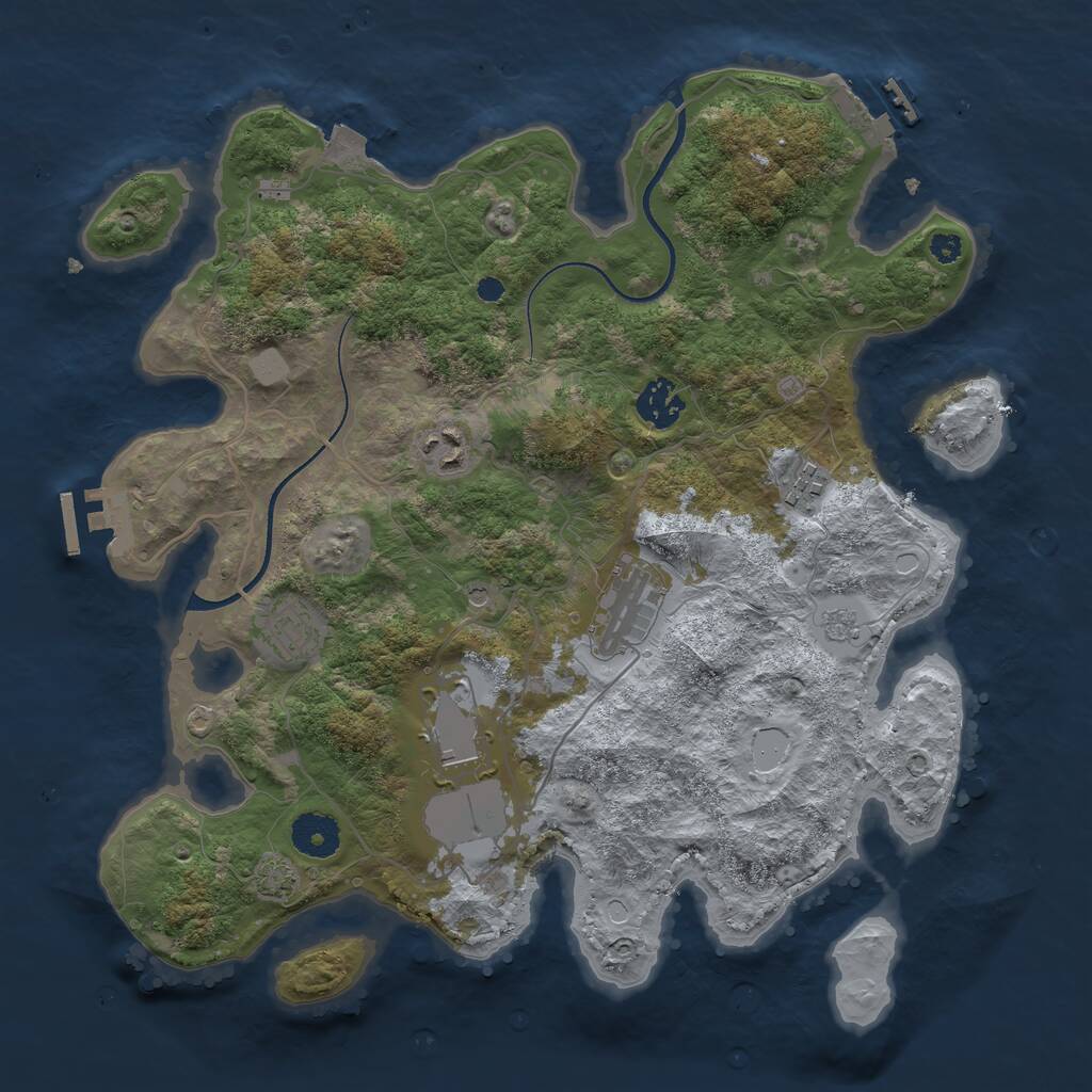 Rust Map: Procedural Map, Size: 3500, Seed: 392844231, 12 Monuments