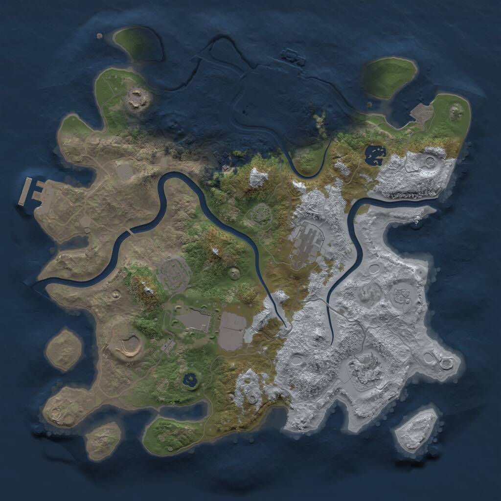 Rust Map: Procedural Map, Size: 3500, Seed: 1102554697, 14 Monuments