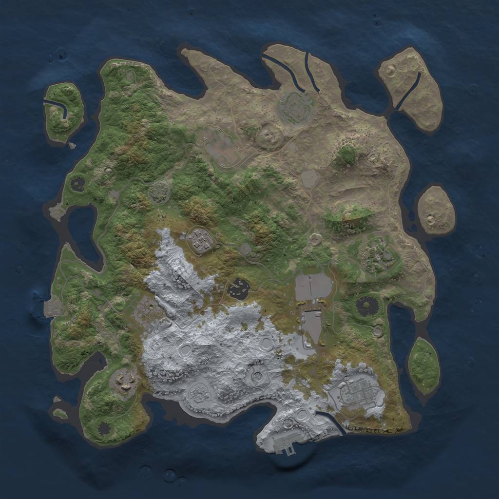 Rust Map: Procedural Map, Size: 3500, Seed: 1366766295, 16 Monuments