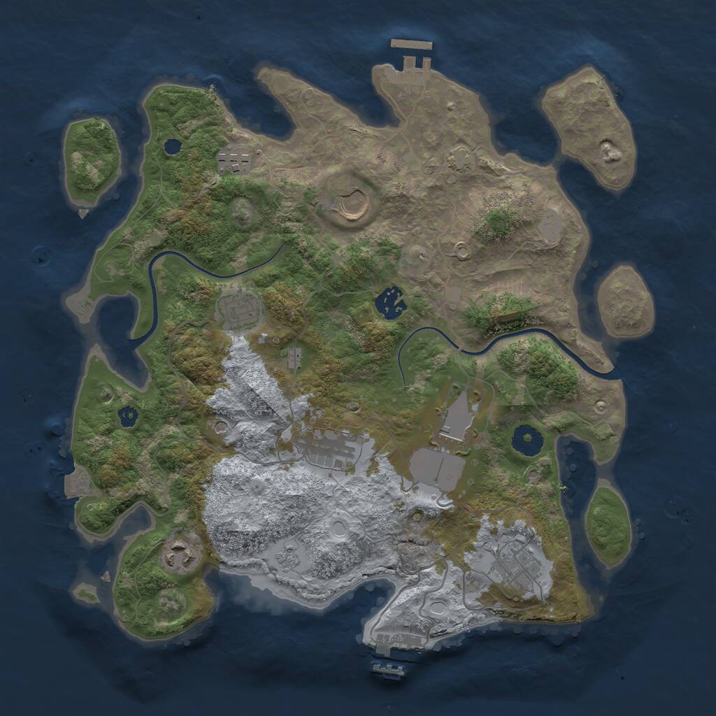 Rust Map: Procedural Map, Size: 3500, Seed: 1366766295, 14 Monuments