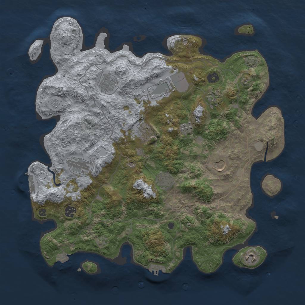 Rust Map: Procedural Map, Size: 4000, Seed: 2110297472, 18 Monuments