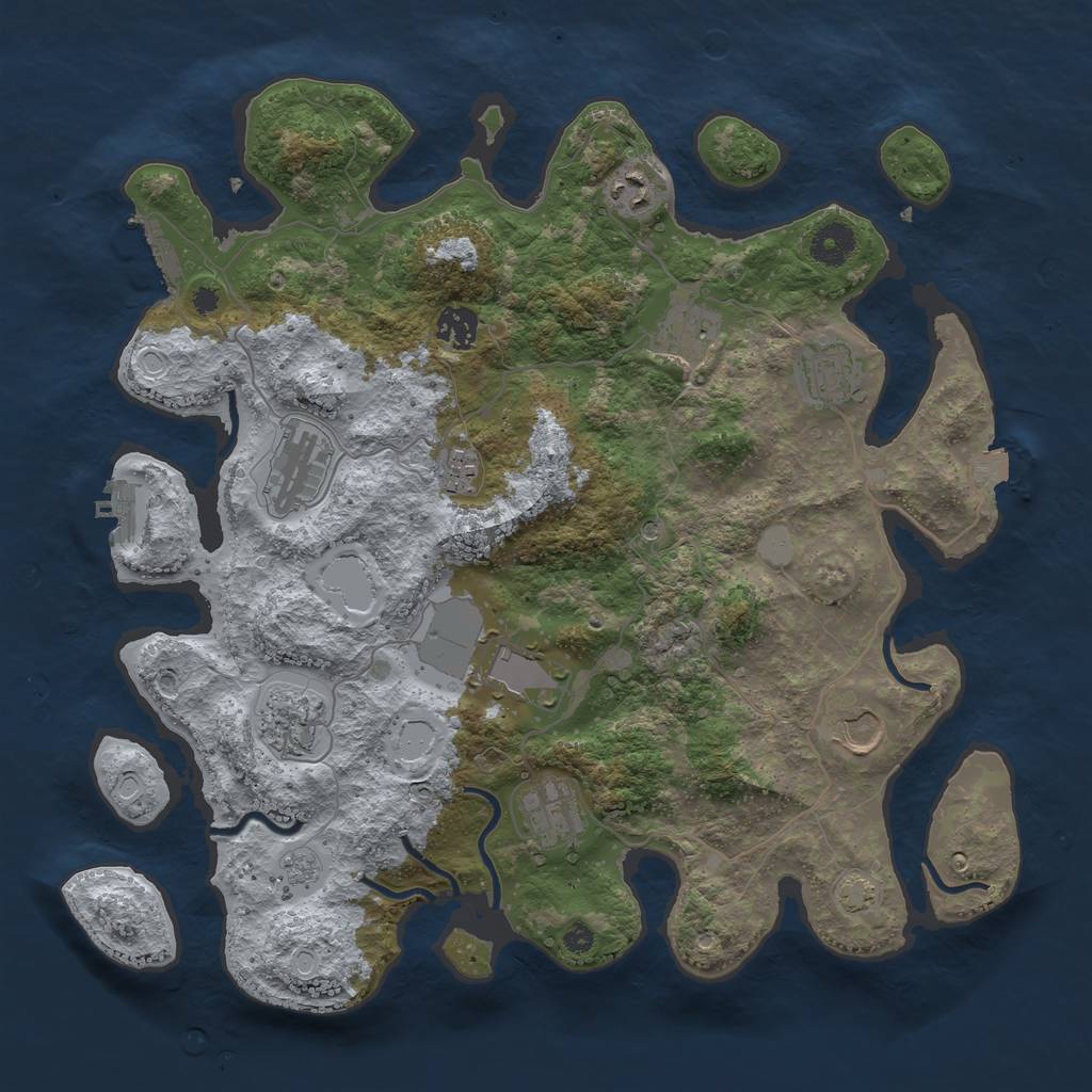 Rust Map: Procedural Map, Size: 3800, Seed: 71909715, 18 Monuments