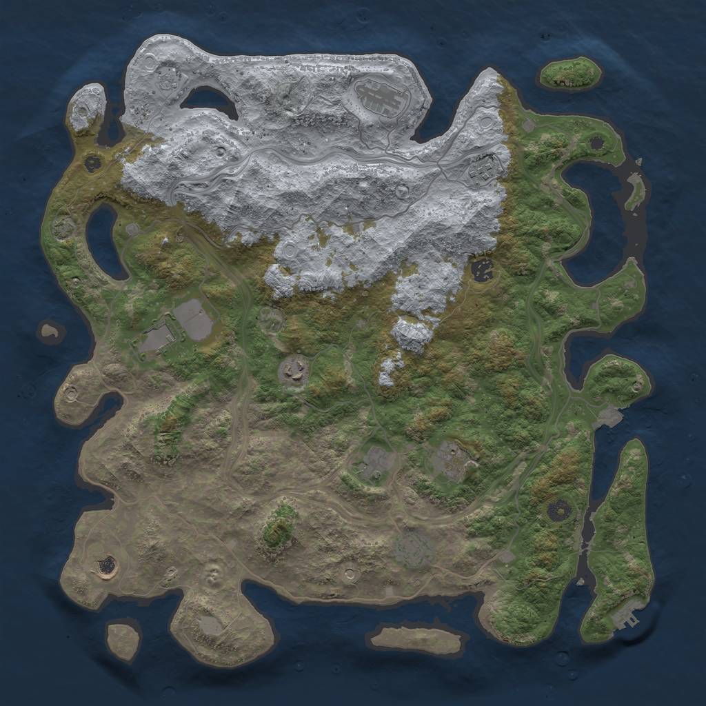 Rust Map: Procedural Map, Size: 4500, Seed: 1999215849, 16 Monuments