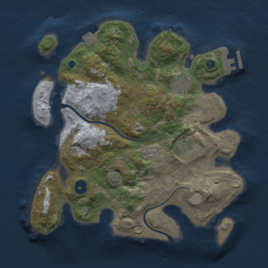 Rust Map: Procedural Map, Size: 3000, Seed: 523145, 8 Monuments