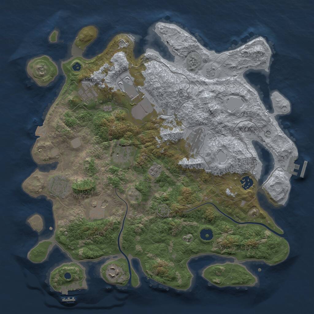 Rust Map: Procedural Map, Size: 3750, Seed: 917253834, 15 Monuments