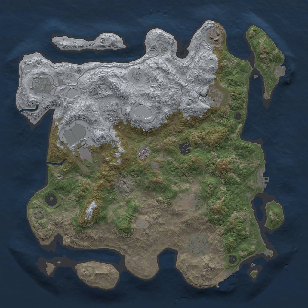 Rust Map: Procedural Map, Size: 3700, Seed: 1416621286, 17 Monuments
