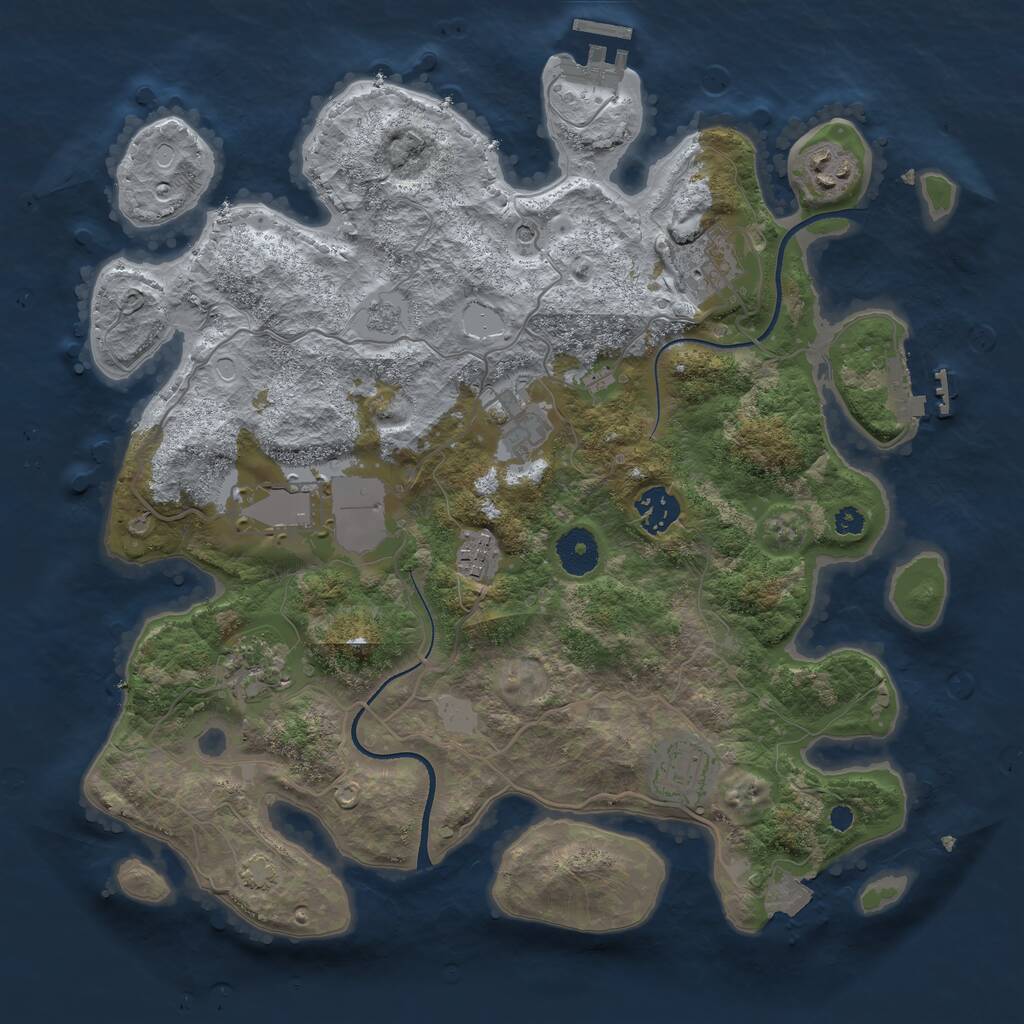 Rust Map: Procedural Map, Size: 3500, Seed: 727901770, 14 Monuments