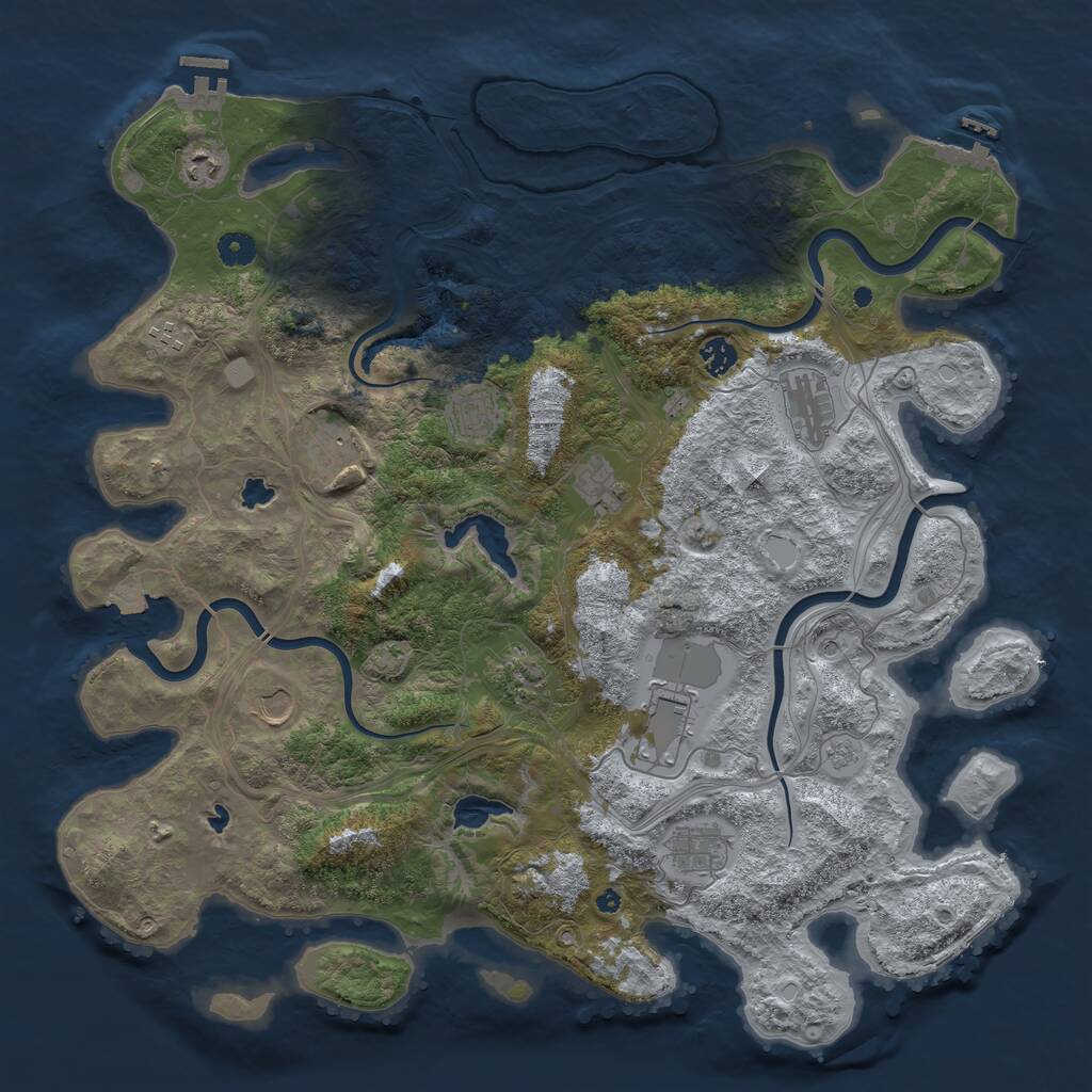 Rust Map: Procedural Map, Size: 4500, Seed: 1127800467, 17 Monuments