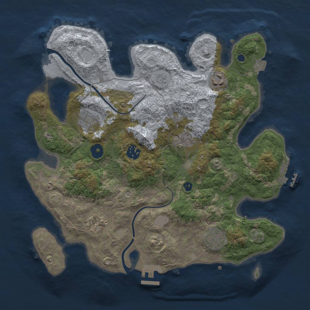 Rust Map: Procedural Map, Size: 3400, Seed: 51193677, 12 Monuments