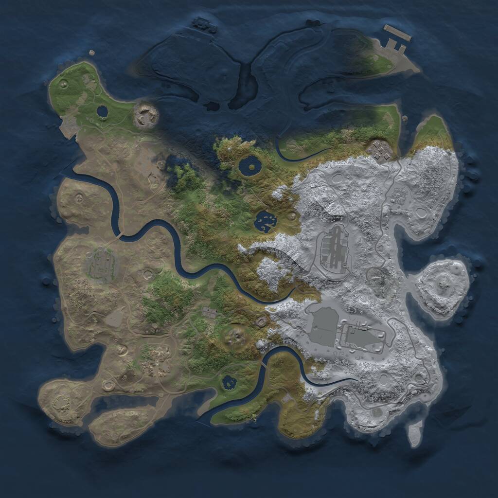 Rust Map: Procedural Map, Size: 3500, Seed: 24551245, 14 Monuments
