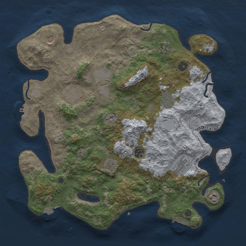 Rust Map: Procedural Map, Size: 3950, Seed: 5251417, 18 Monuments