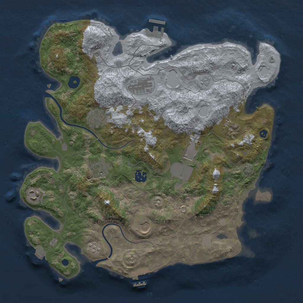 Rust Map: Procedural Map, Size: 3700, Seed: 562200234, 15 Monuments