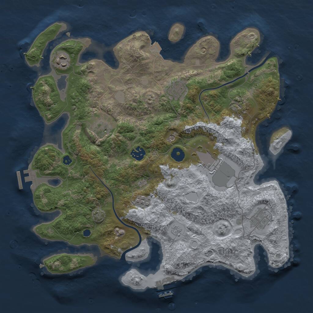 Rust Map: Procedural Map, Size: 3500, Seed: 75168802, 14 Monuments