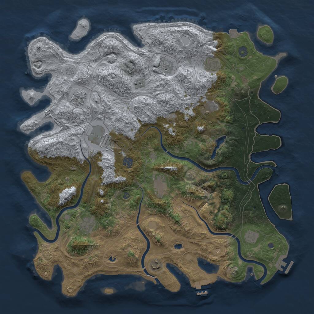 Rust Map: Procedural Map, Size: 4500, Seed: 139, 18 Monuments