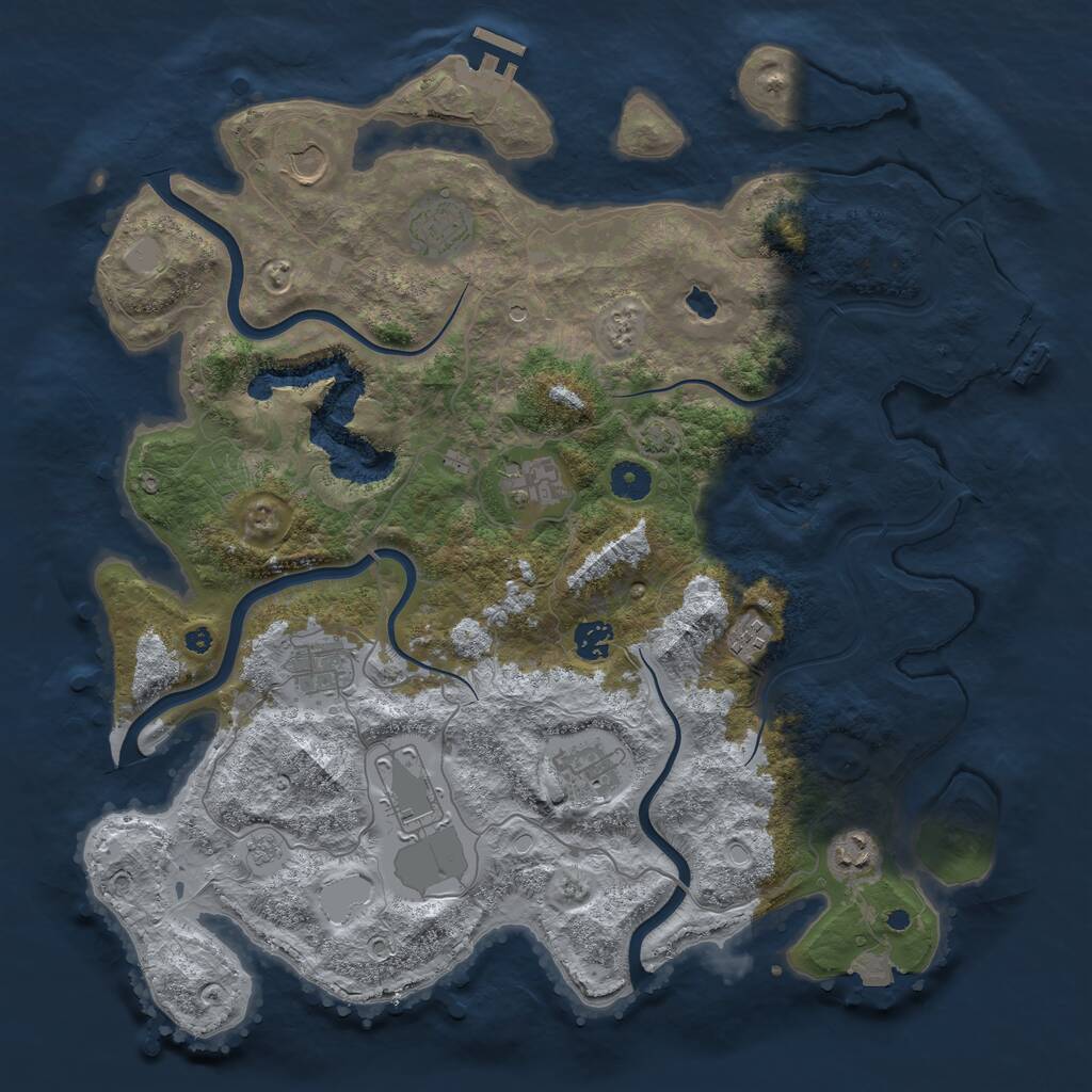 Rust Map: Procedural Map, Size: 4096, Seed: 1060395100, 15 Monuments