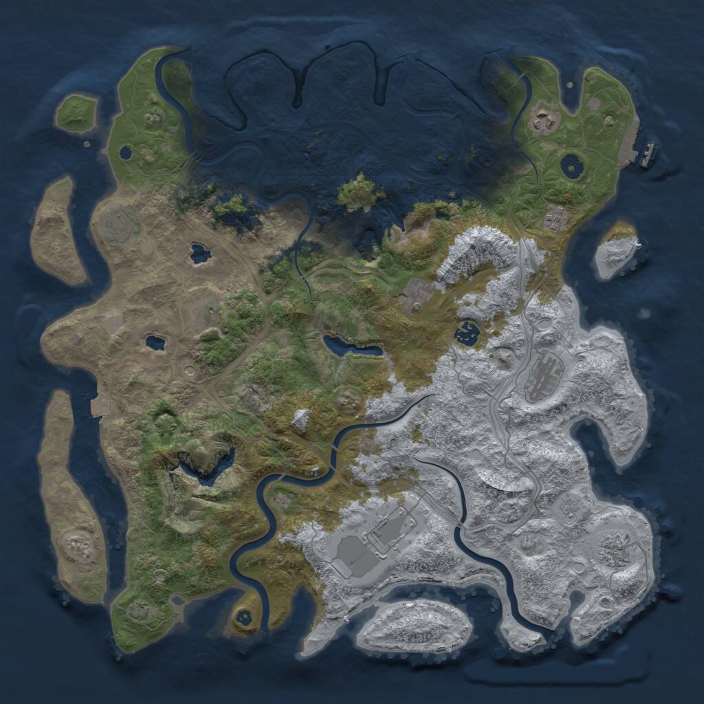 Rust Map: Procedural Map, Size: 4500, Seed: 690687951, 14 Monuments