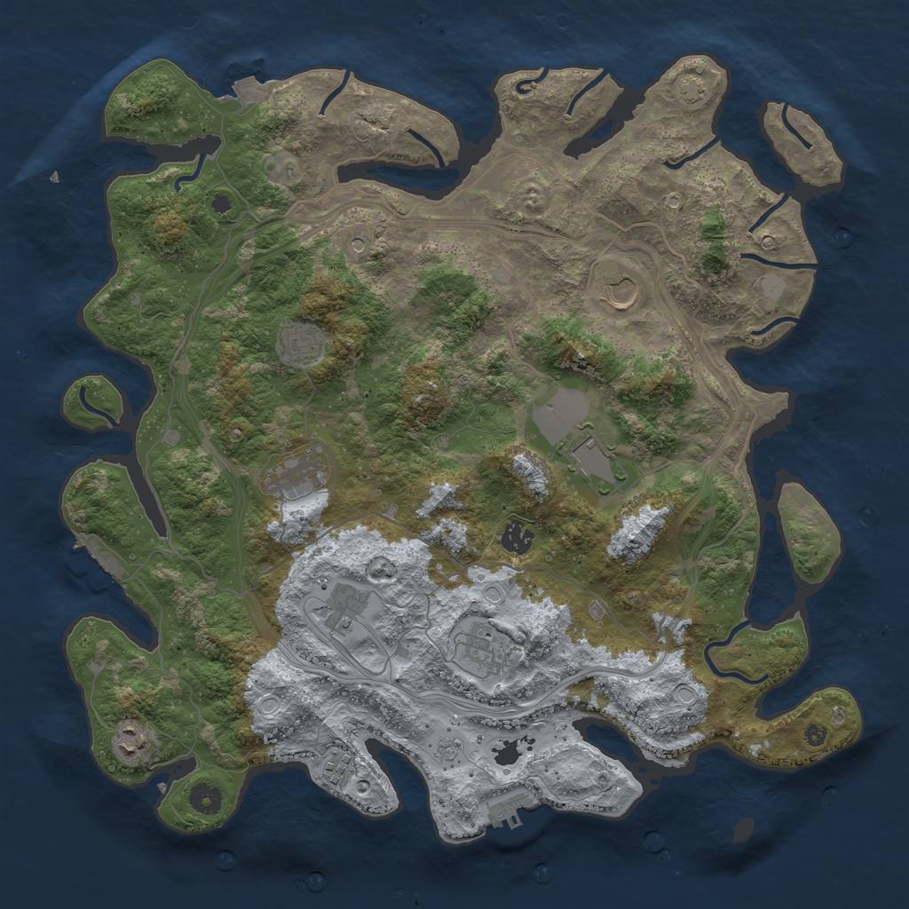 Rust Map: Procedural Map, Size: 4250, Seed: 1030855486, 17 Monuments