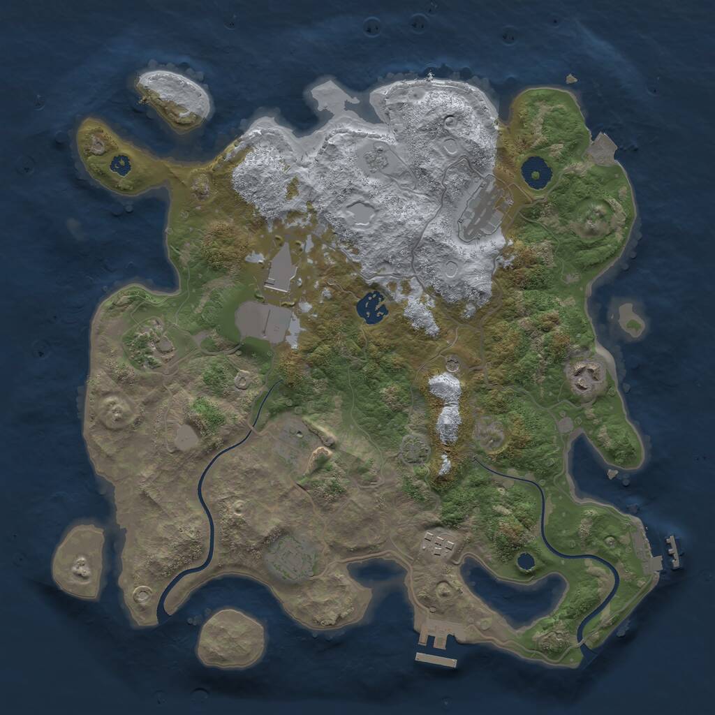 Rust Map: Procedural Map, Size: 3500, Seed: 1048637240, 14 Monuments