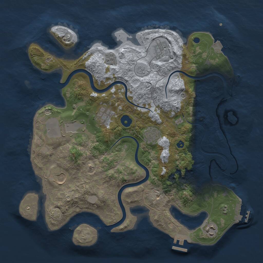 Rust Map: Procedural Map, Size: 3500, Seed: 1048637240, 13 Monuments
