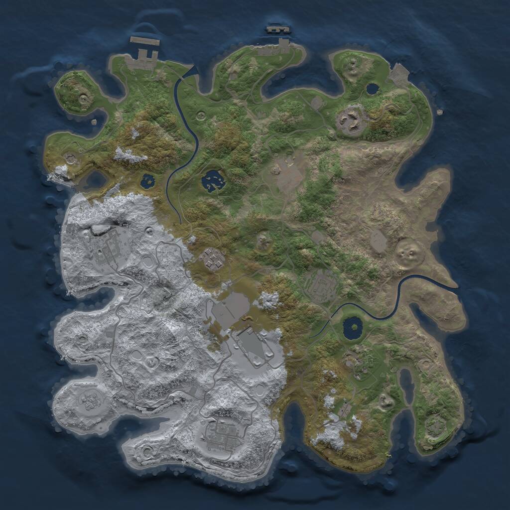 Rust Map: Procedural Map, Size: 3500, Seed: 1708317052, 15 Monuments
