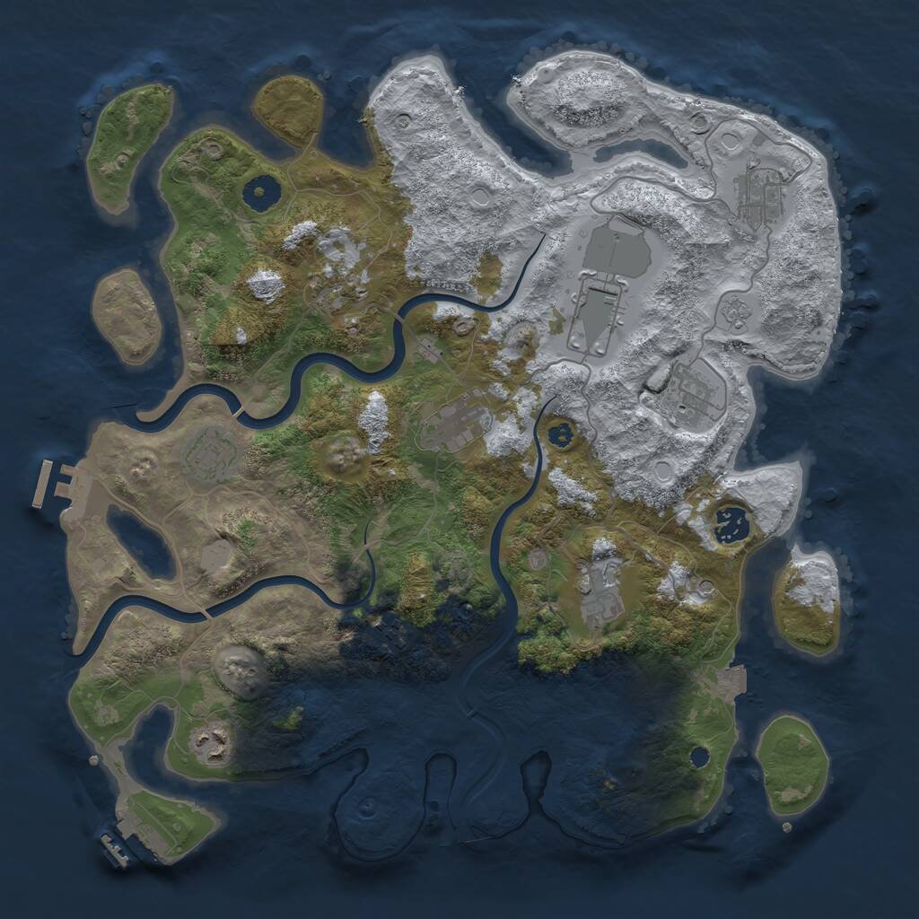 Rust Map: Procedural Map, Size: 3800, Seed: 1127056654, 16 Monuments