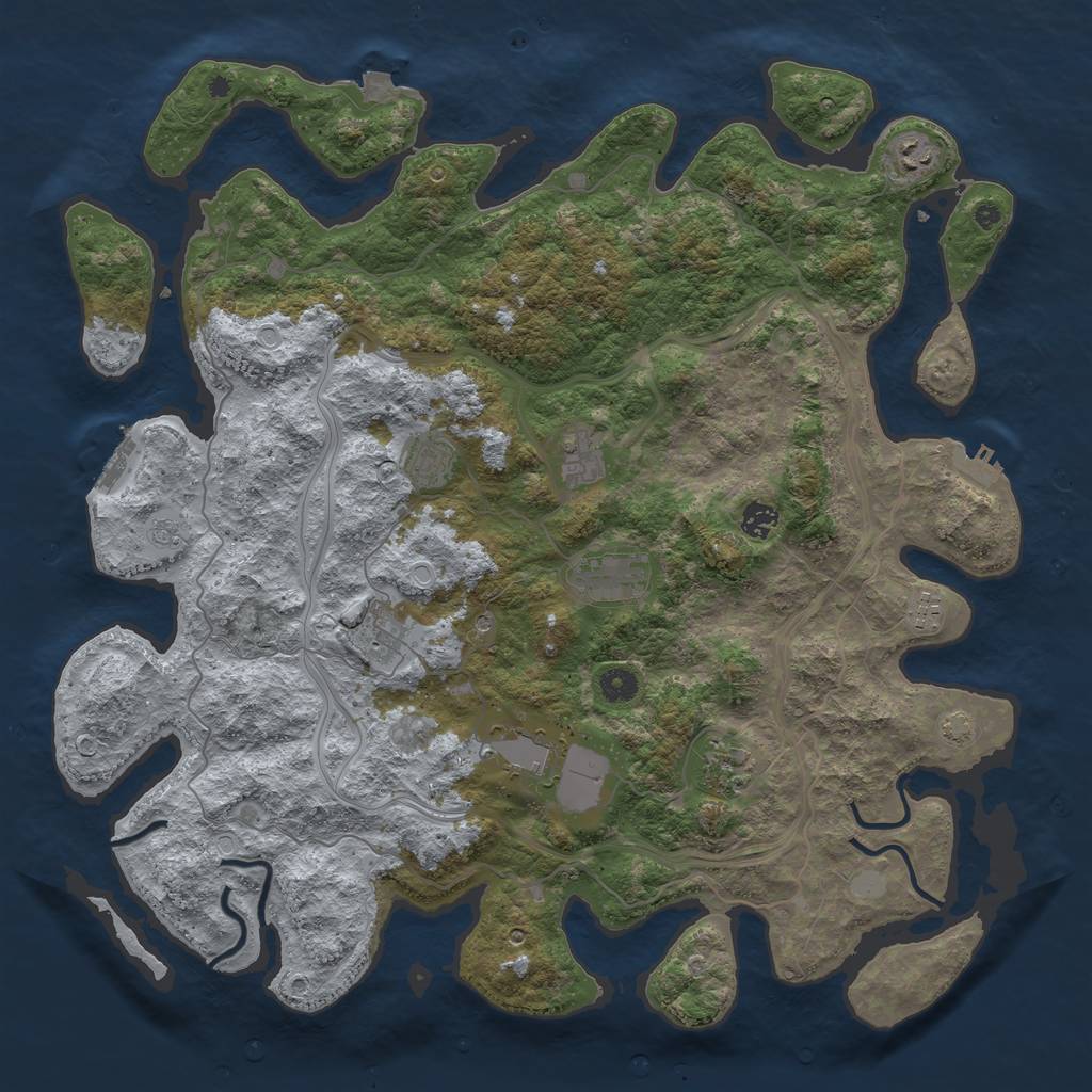 Rust Map: Procedural Map, Size: 4500, Seed: 4597, 17 Monuments