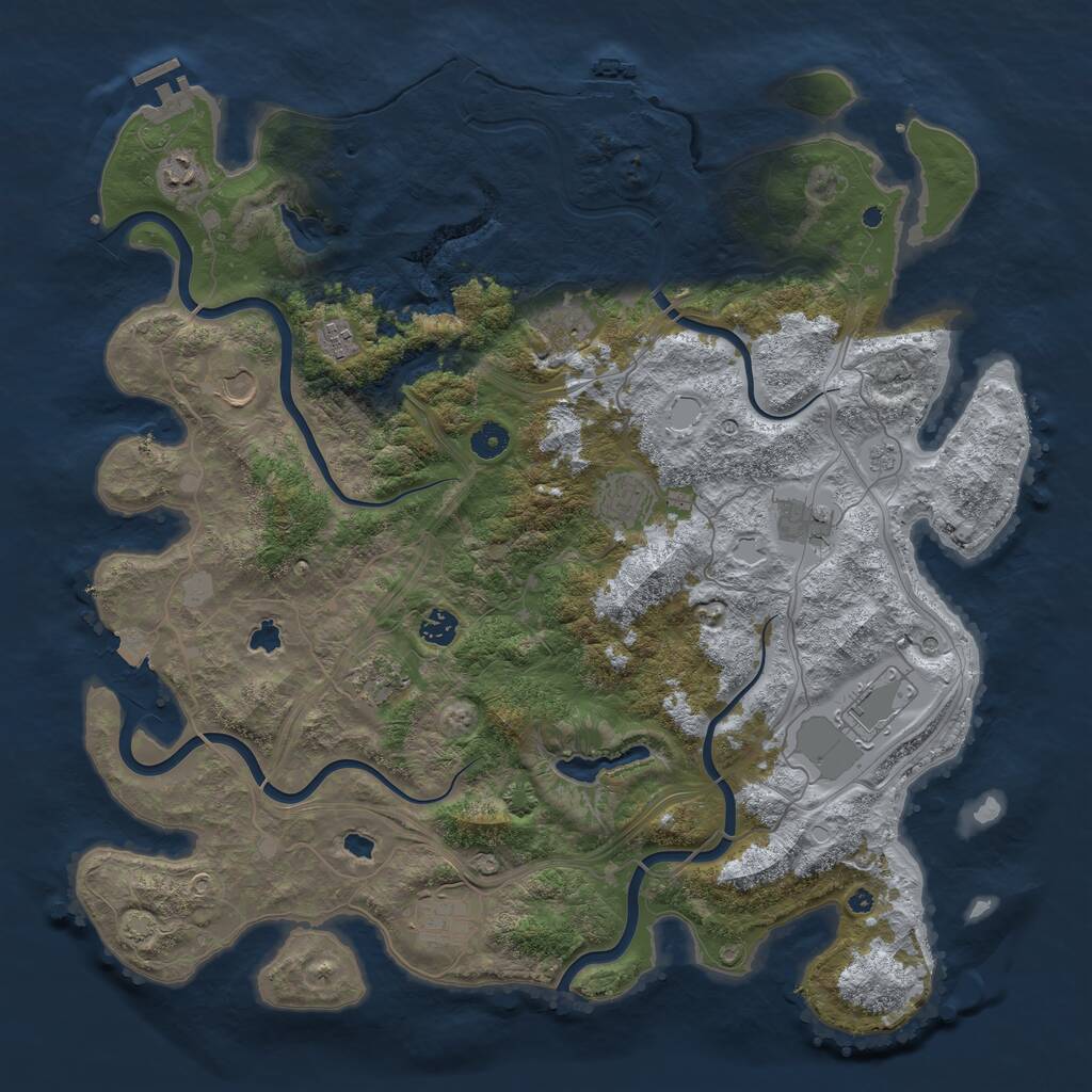 Rust Map: Procedural Map, Size: 4500, Seed: 47426, 16 Monuments