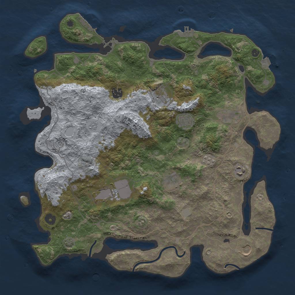 Rust Map: Procedural Map, Size: 4000, Seed: 990251, 17 Monuments
