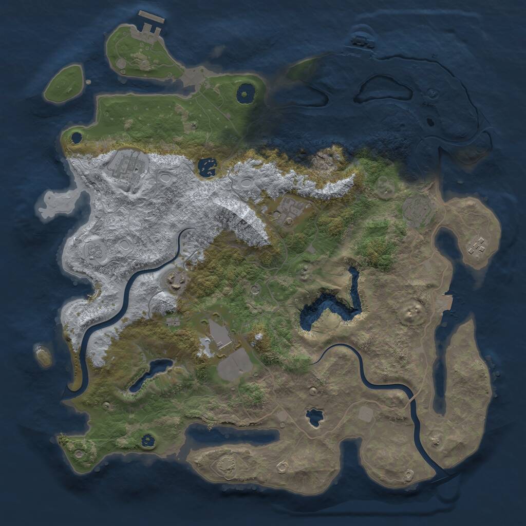 Rust Map: Procedural Map, Size: 4000, Seed: 990251, 13 Monuments